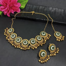 Kriaa Gold Plated Green Meenakari Necklace Set With Maang Tikka - 1116019D