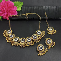 Kriaa Gold Plated Blue Meenakari Necklace Set With Maang Tikka - 1116019E