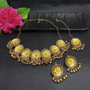 Kriaa Gold Plated Yellow Meenakari Necklace Set With Maang Tikka - 1116020B