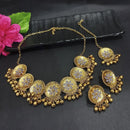 Kriaa Gold Plated Grey Meenakari Necklace Set With Maang Tikka - 1116020J