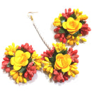 Kavyas Kreation Floral Earrings With Mangtikka