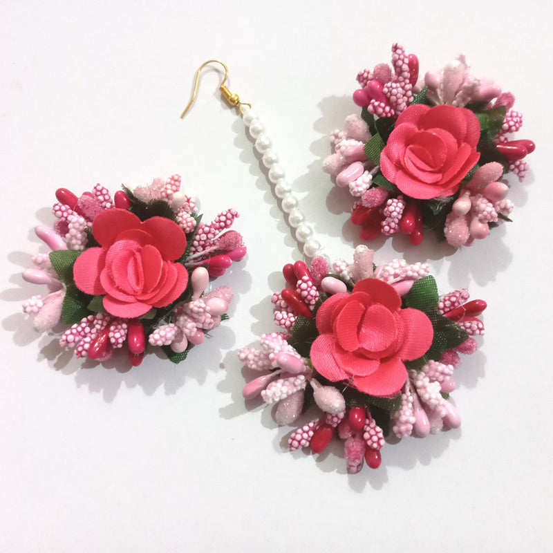 Kavyas Kreation Floral Earrings With Mangtikka