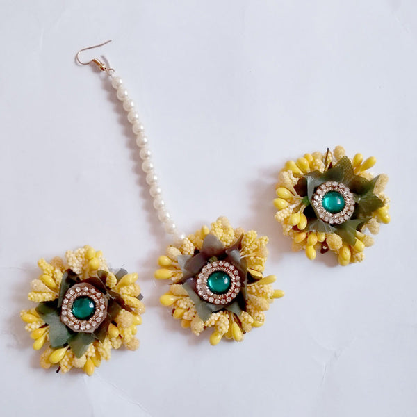 Kavyas Kreation Floral Earrings With Mangtikka