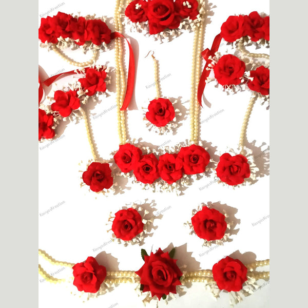 Kavya's Kreation Flower Necklace Set for Haldi Ceremony / Baby Shower Combo Set
