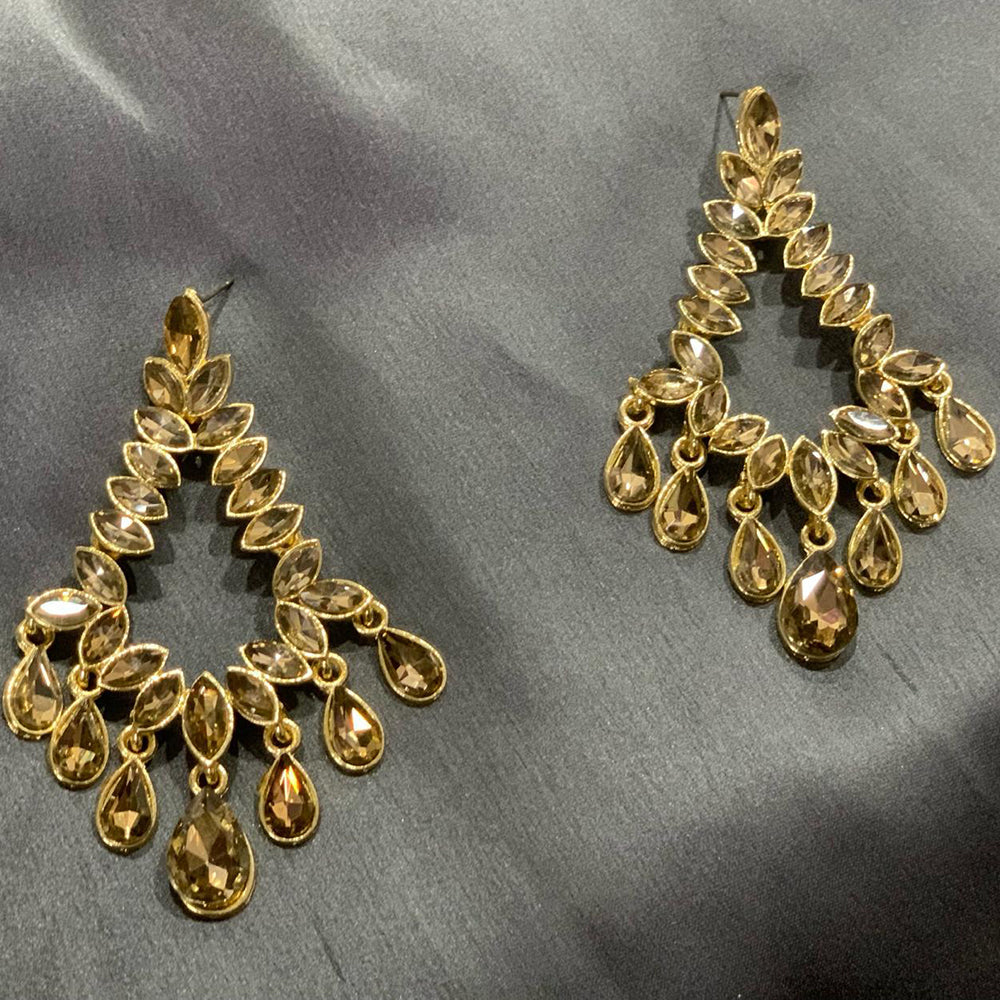 Deep Enterprises Gold Plated Crystal Dangler Earrings (Assorted Colors)
