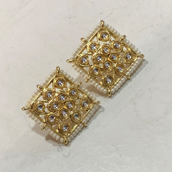 Deep Enterprises Gold Plated Kundan Stud Earrings
