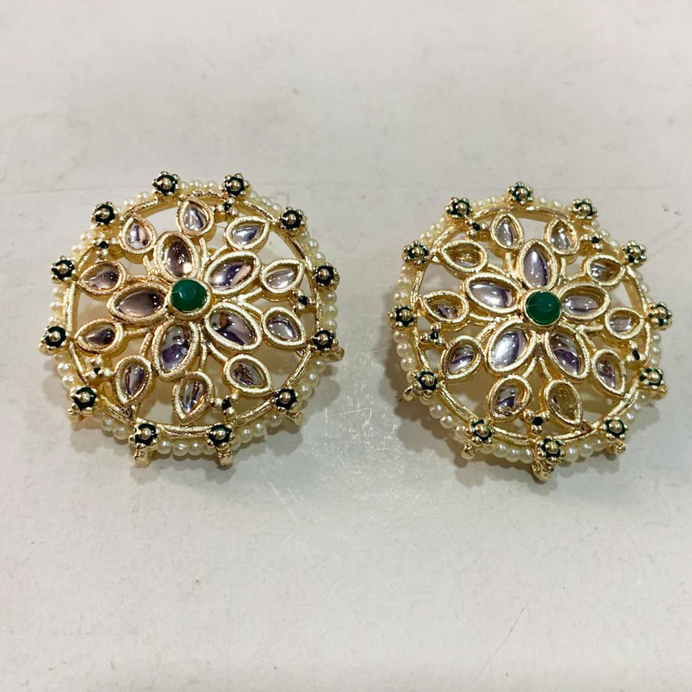 Deep Enterprises Gold Plated Kundan Stud Earrings