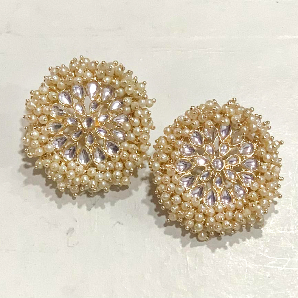 Deep Enterprises Gold Plated Kundan Stud Earrings