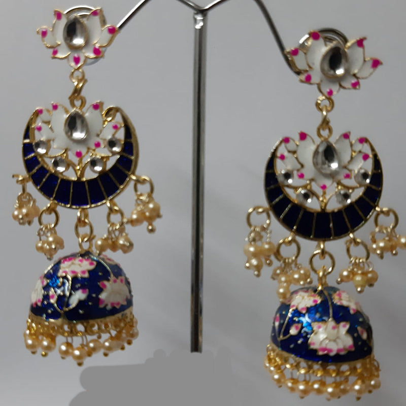 Deep Enterprises Gold Plated Meenakari Jhumki Earrings (Assorted Colors}