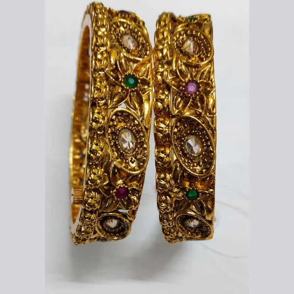 Niyansh Bangles Pota Stone Gold Plated Bangles Set - 11241009