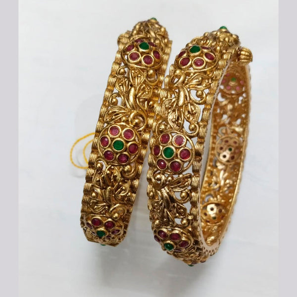 Niyansh Bangles Pota Stone Gold Plated Bangles Set - 11241013