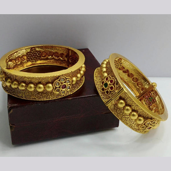 Niyansh Bangles Pota Stone Gold Plated Bangles Set - 11241014