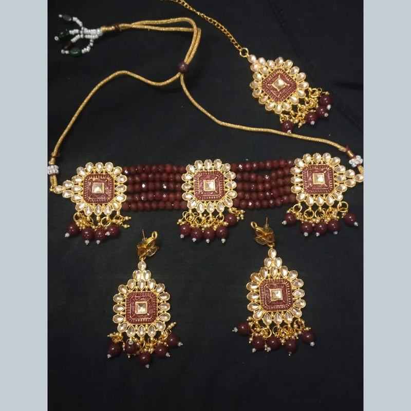 Niyansh Bangles Gold Plated Meenakari Choker Necklace Set