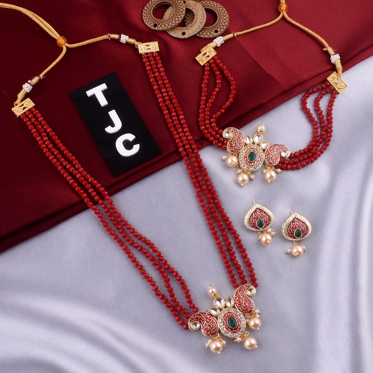 Everlasting Quality Jewels Meenakari & Austrian Stone Double Necklace Set