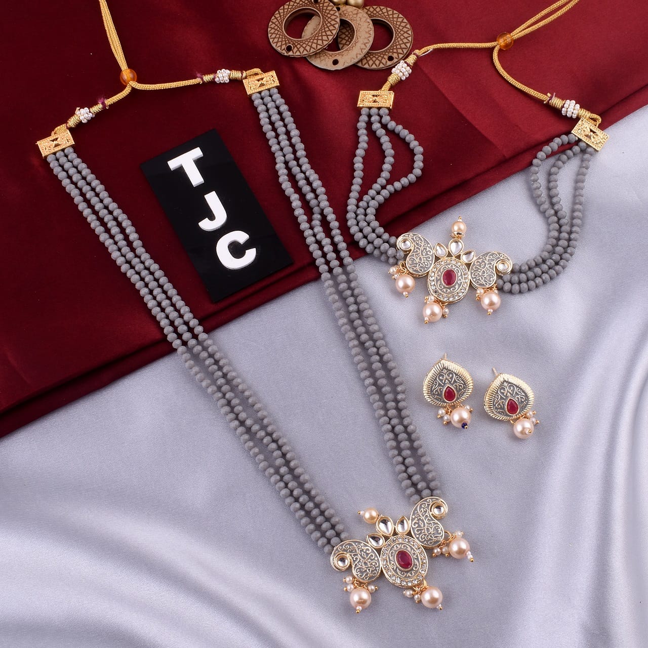 Everlasting Quality Jewels Meenakari & Austrian Stone Double Necklace Set