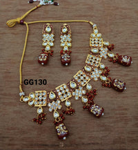 Everlasting Quality Jewels Kundan Stone & Beads Choker Necklace Set