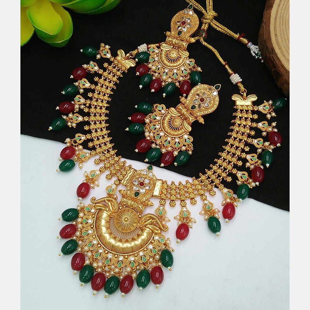 Everlasting Quality Jewels Crystal Stone & Beads Choker Necklace Set