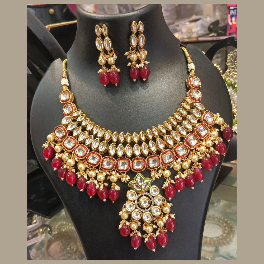 Everlasting Quality Jewels Kundan Stone & Beads Choker Necklace Set