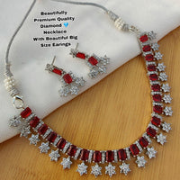 Everlasting Quality Jewels Silver Plated AD Stone Necklace Set