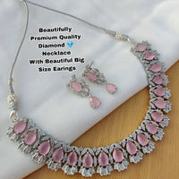 Everlasting Quality Jewels Silver Plated AD Stone Necklace Set