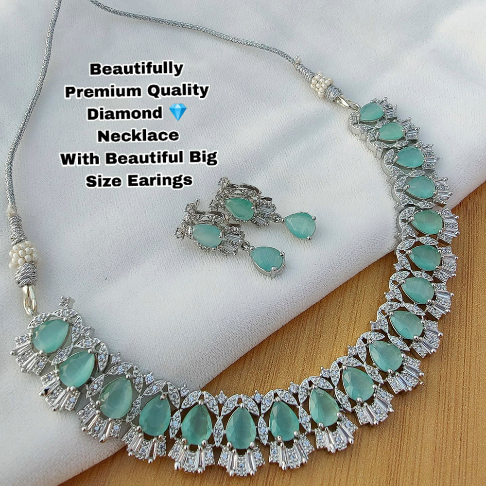 Everlasting Quality Jewels Silver Plated AD Stone Necklace Set