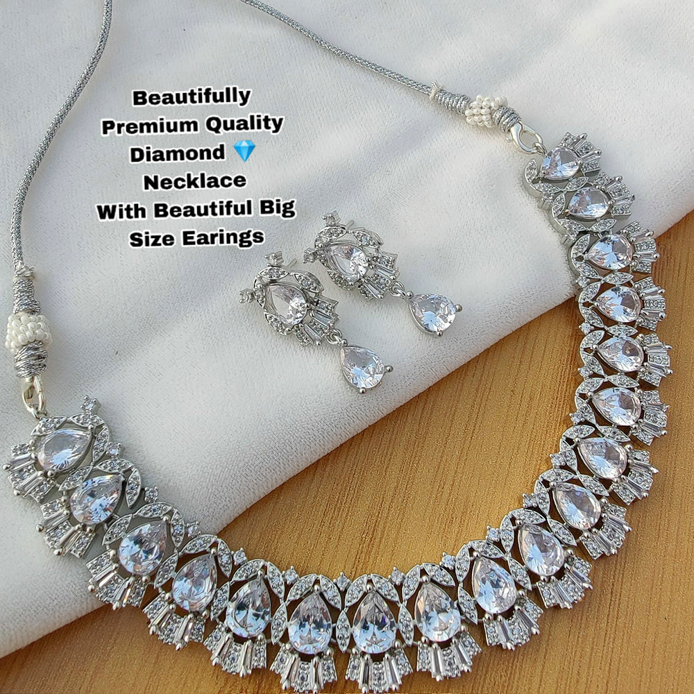 Everlasting Quality Jewels Silver Plated AD Stone Necklace Set