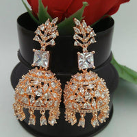 Everlasting Quality Jewels Rose Gold Plated AD Stone Jhumki Earrings