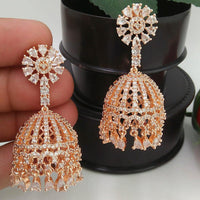 Everlasting Quality Jewels Rose Gold Plated AD Stone Jhumki Earrings