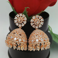 Everlasting Quality Jewels Rose Gold Plated AD Stone Jhumki Earrings