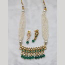 Everlasting Quality Jewels Gold Plated Kundan Stone & Beads Necklace Set