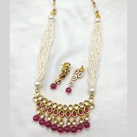 Everlasting Quality Jewels Gold Plated Kundan Stone & Beads Necklace Set