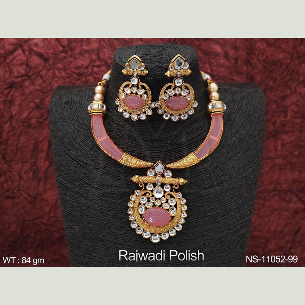 Everlasting Quality Jewels Gold Plated Kundan Stone Necklace Set