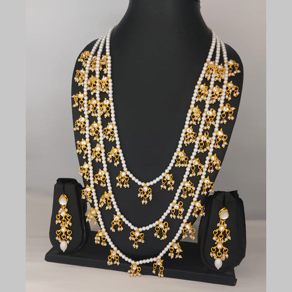 Everlasting Quality Jewels Pearl And Kundan Long Necklace Set