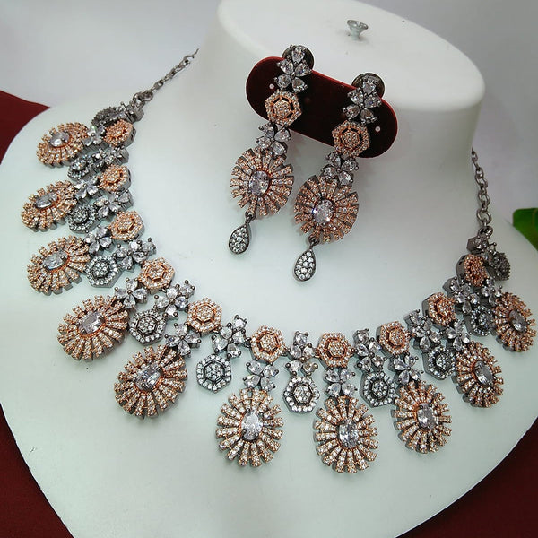 Everlasting Quality Jewels 2Tone Plated AD Necklace Set