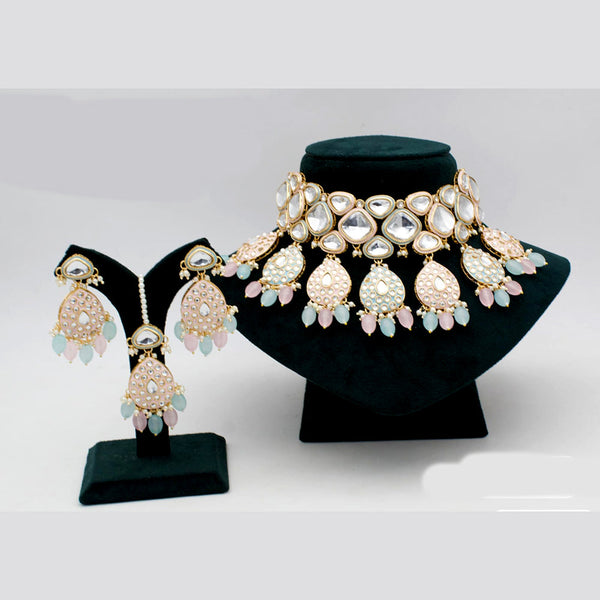 Everlasting Quality Jewels Gold Plated Kundan Stone Choker Necklace Set