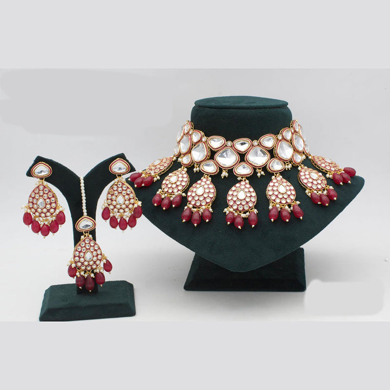 Everlasting Quality Jewels Gold Plated Kundan Stone Choker Necklace Set