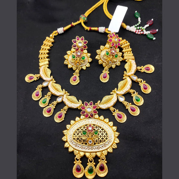 Everlasting Quality Jewels Gold Plated Pota Stone Necklace Set