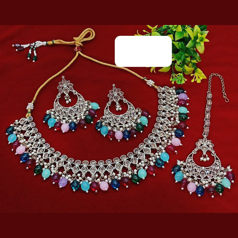 Everlasting Quality Jewels Silver Plated Reverse AD Necklace Set