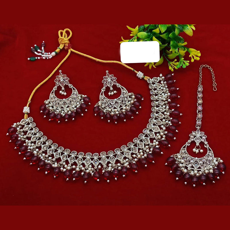 Everlasting Quality Jewels Silver Plated Reverse AD Necklace Set