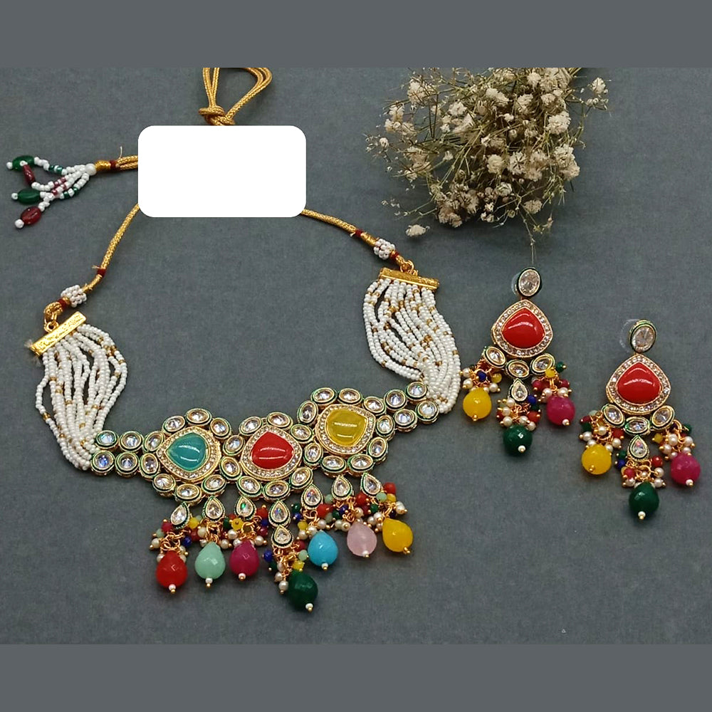 Everlasting Quality Jewels Gold Plated Reverse AD Choker Necklace Set