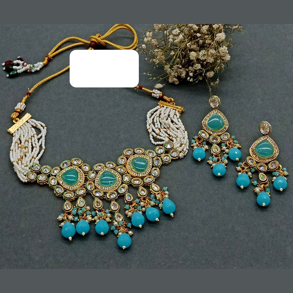 Everlasting Quality Jewels Gold Plated Reverse AD Choker Necklace Set