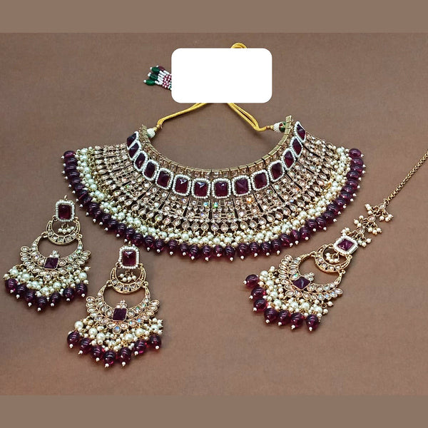 Everlasting Quality Jewels Gold Plated Reverse AD Choker Necklace Set