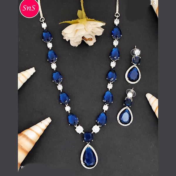 Buy OOMPHelicious Jewellery Navy Blue American Diamond Necklace Set with  Stud Earrings For Women & Girls (NEJR9_CC1) at Amazon.in