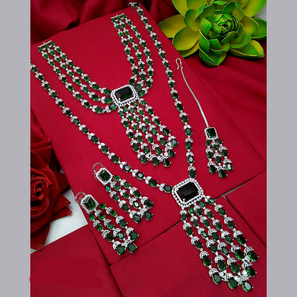 Everlasting Quality Jewels Silver Plated AD Double Necklace Set