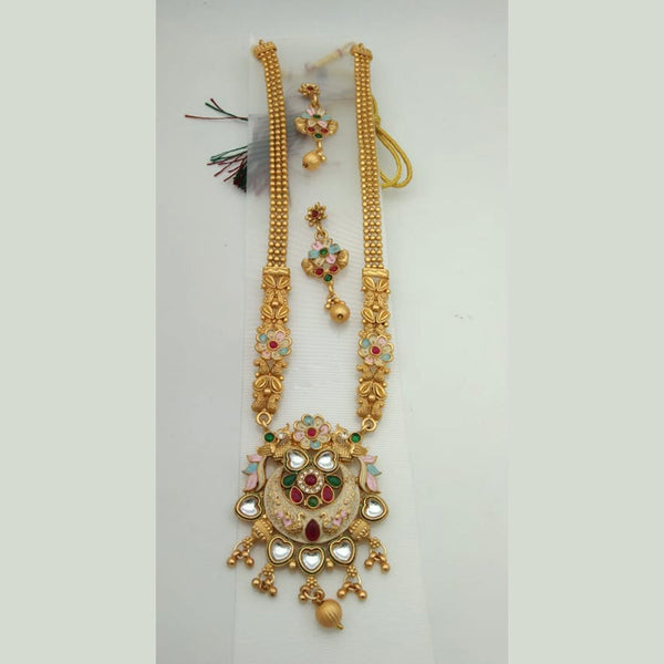 Everlasting Quality Jewels Gold Plated Meenakari Long Necklace Set