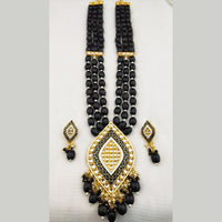 Everlasting Quality Jewels Gold Plated Kundan And Beads Long Necklace Set