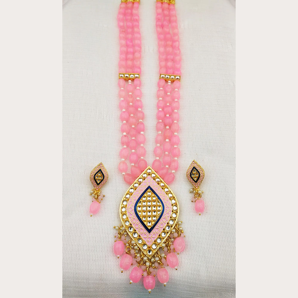 Everlasting Quality Jewels Gold Plated Kundan And Beads Long Necklace Set