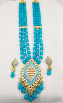 Everlasting Quality Jewels Gold Plated Kundan And Beads Long Necklace Set