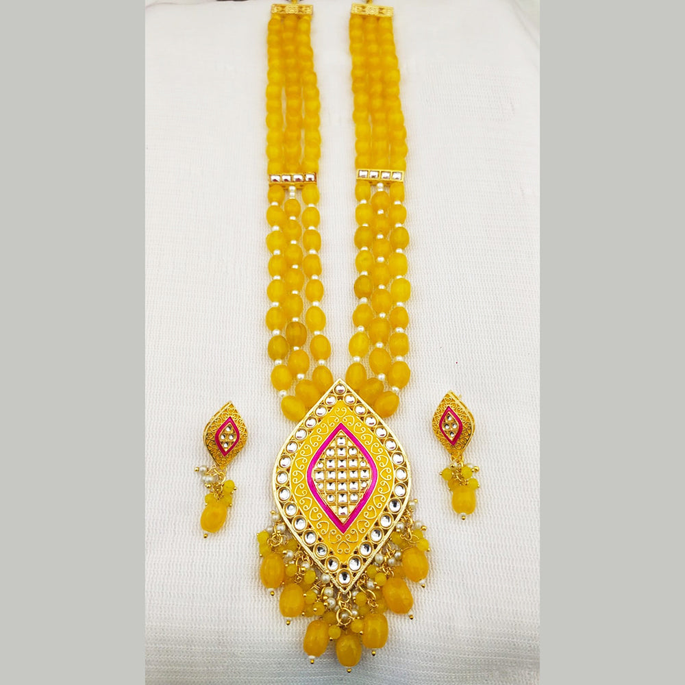 Everlasting Quality Jewels Gold Plated Kundan And Beads Long Necklace Set