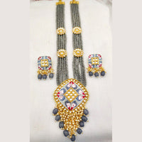 Everlasting Quality Jewels Gold Plated Kundan And Beads Long Necklace Set
